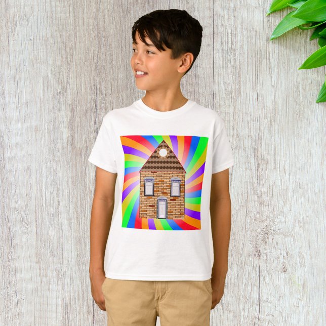 Colourful Psychedelic Brick House Rainbow Design T-Shirt (Creator Uploaded)