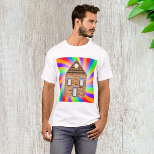 Colourful Psychedelic Brick House Rainbow Design T-Shirt