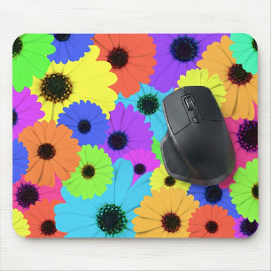 Colourful Psychedelic Daisy Floral Pattern Mouse Pad