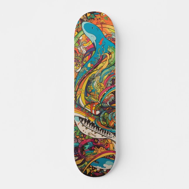 Colourful psychedelic design skateboard (Front)