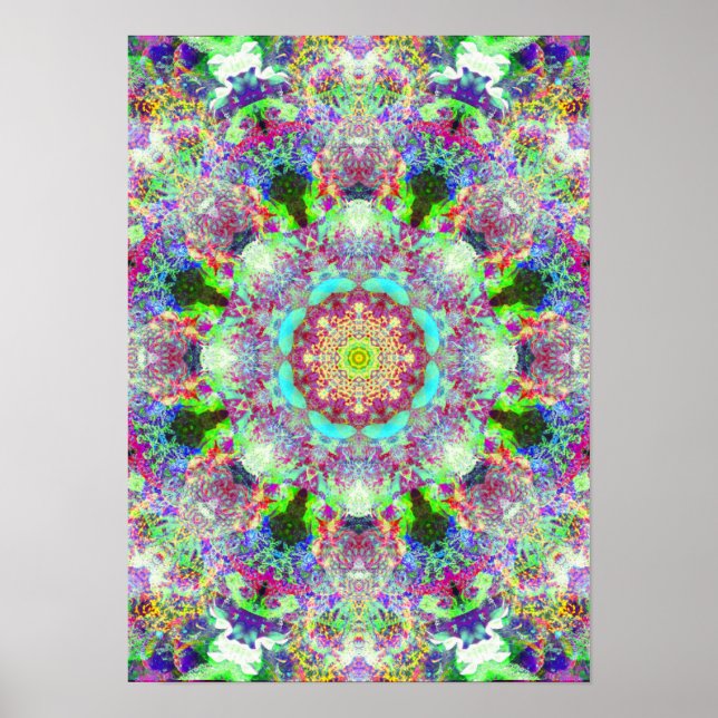 Colourful Psychedelic Dreamy Mandala Poster (Front)