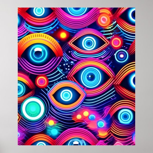 Colourful Psychedelic Eye Pattern Poster (Front)