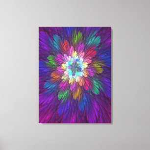 Colourful Psychedelic Flower Abstract Fractal Art Canvas Print