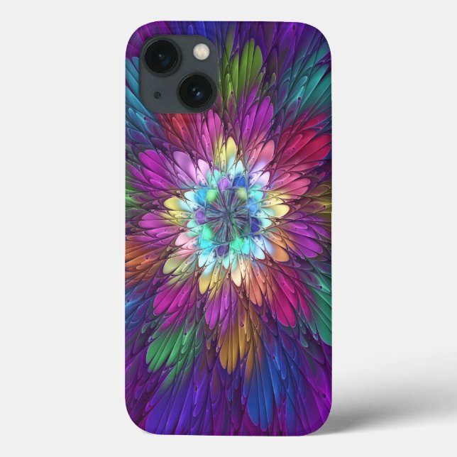 Colourful Psychedelic Flower Abstract Fractal Art Case-Mate iPhone Case (Back)