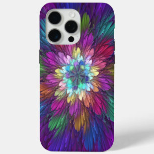 Colourful Psychedelic Flower Abstract Fractal Art iPhone 15 Pro Max Case