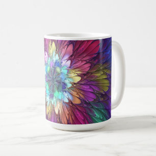Colourful Psychedelic Flower Abstract Fractal Art Coffee Mug