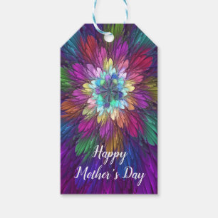 Colourful Psychedelic Flower Abstract Fractal Art Gift Tags