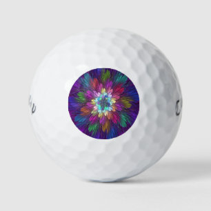 Colourful Psychedelic Flower Abstract Fractal Art Golf Balls