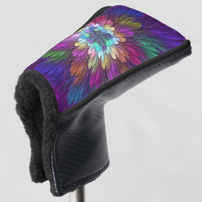Colourful Psychedelic Flower Abstract Fractal Art Golf Head Cover (3/4 Front)