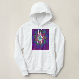 Colourful Psychedelic Flower Abstract Fractal Art Hoodie
