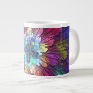 Colourful Psychedelic Flower Abstract Fractal Art Large Coffee Mug