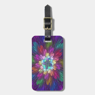 Colourful Psychedelic Flower Abstract Fractal Art Luggage Tag