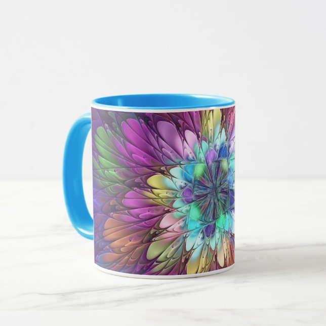 Colourful Psychedelic Flower Abstract Fractal Art Mug (Front Left)