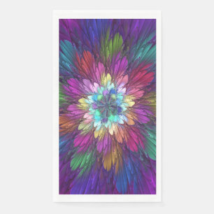 Colourful Psychedelic Flower Abstract Fractal Art Napkin