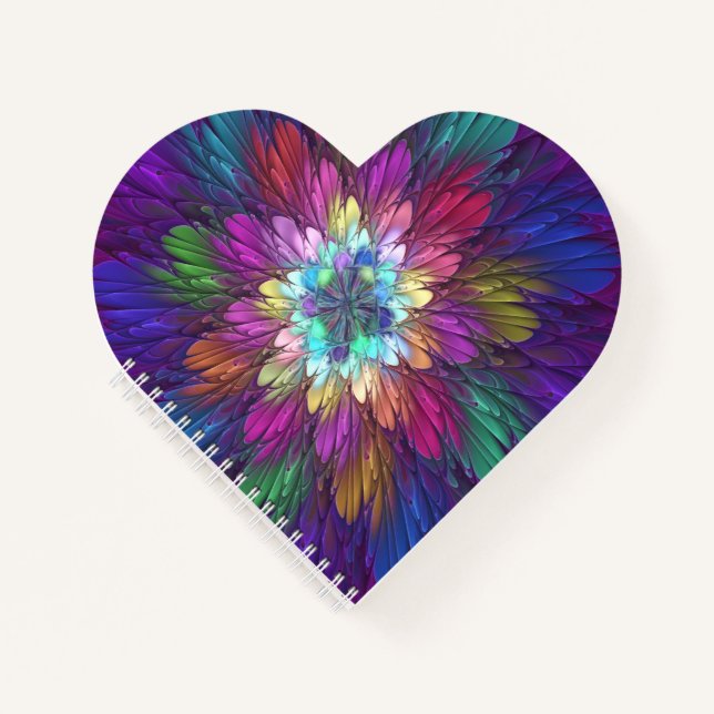 Colourful Psychedelic Flower Abstract Fractal Art Notebook (Front)