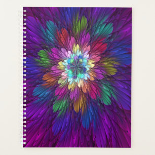 Colourful Psychedelic Flower Abstract Fractal Art Planner
