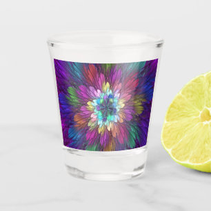Colourful Psychedelic Flower Abstract Fractal Art Shot Glass