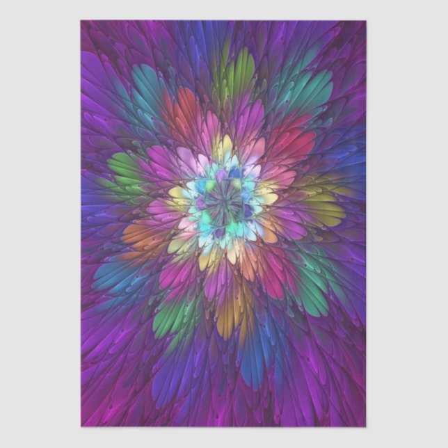 Colourful Psychedelic Flower Abstract Fractal Art Tissue Paper (Front)