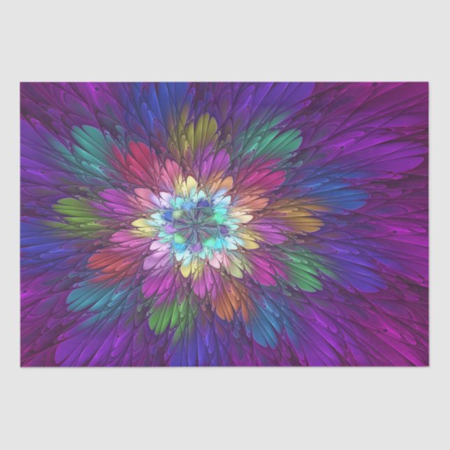 Colourful Psychedelic Flower Abstract Fractal Art Tissue Paper (Front)