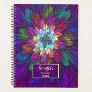 Colourful Psychedelic Flower Abstract Fractal Name Planner