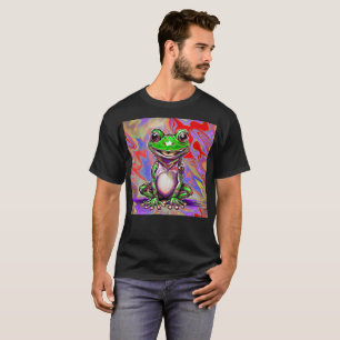 Colourful Psychedelic Graffiti Frog Green Red T-Shirt