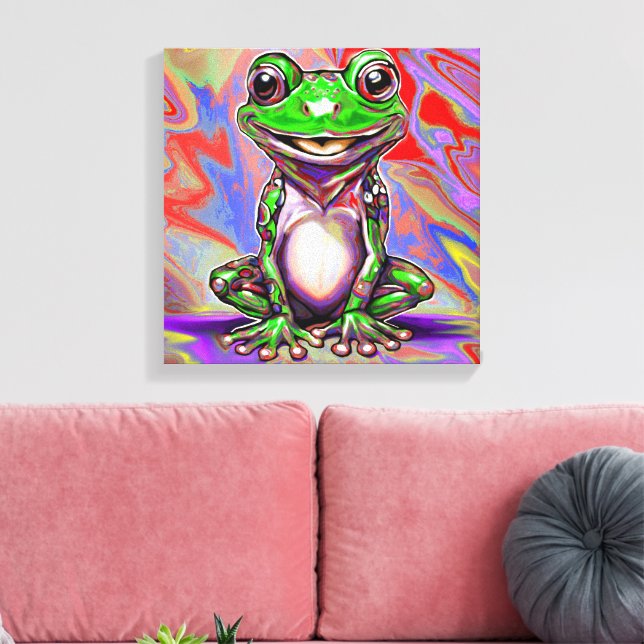 Colourful Psychedelic Graffiti Swirl Frog Canvas Print (Insitu(LivingRoom))