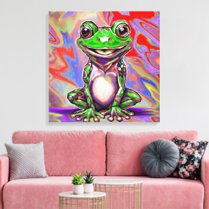 Colourful Psychedelic Graffiti Swirl Frog Canvas Print