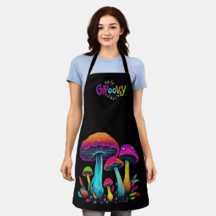 Colourful Psychedelic Groovy Mushrooms- Apron