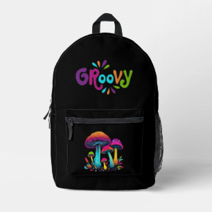 Colourful Psychedelic Groovy Mushrooms- Printed Backpack