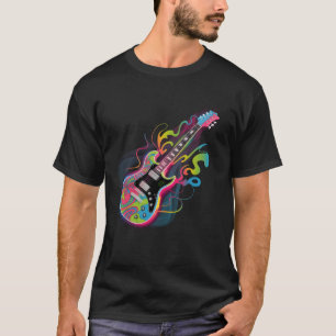 Colourful Psychedelic Guitar Design Musical Instru T-Shirt