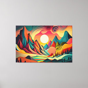 Colourful psychedelic landscape canvas print