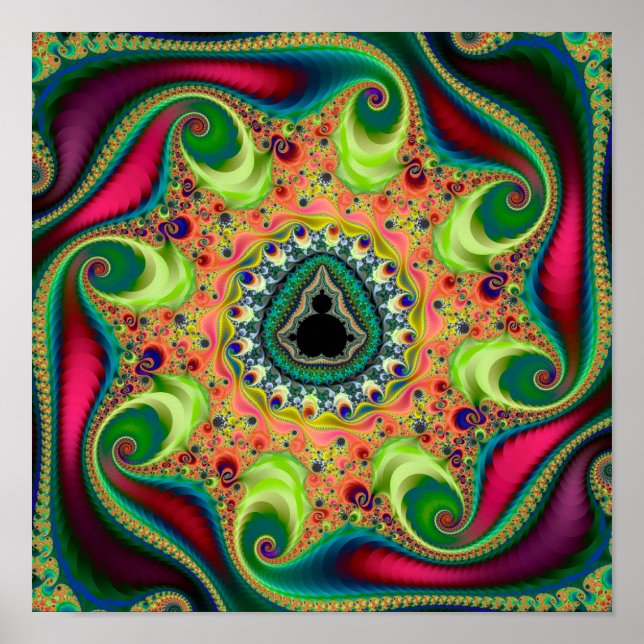 Colourful psychedelic Mandelbrot set fractal Poster (Front)