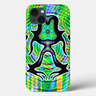 Colourful psychedelic meditating alien v3 iPhone 13 case