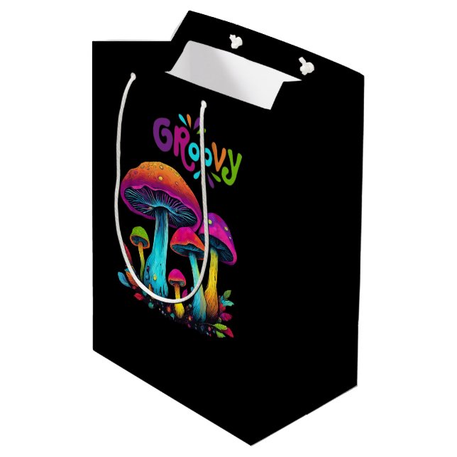Colourful Psychedelic Mushrooms- Medium Gift Bag (Back Angled)