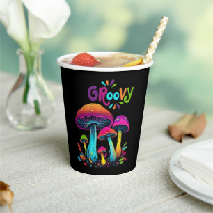 Colourful Psychedelic Mushrooms- Paper Cups