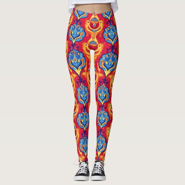 Colourful Psychedelic Pattern Leggings (Front)