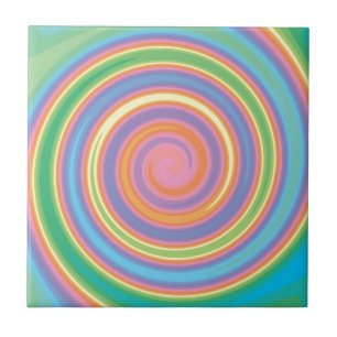Colourful psychedelic pinwheel swirl design tile