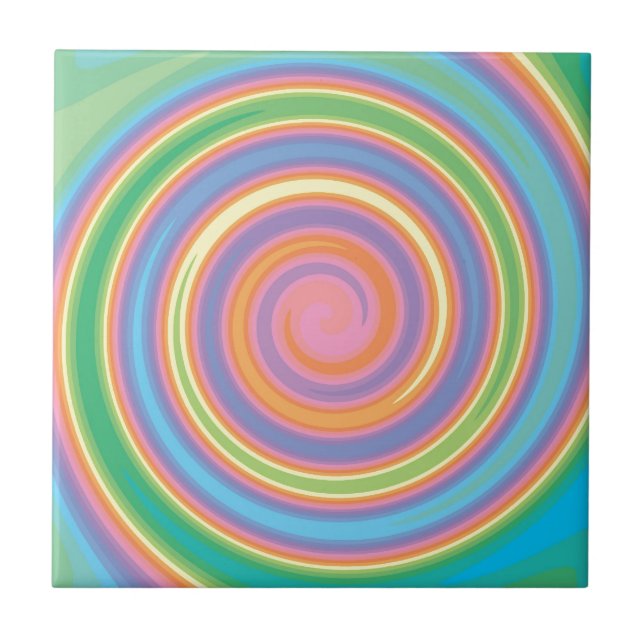 Colourful psychedelic pinwheel swirl design tile (Front)