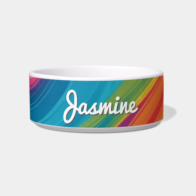 Colourful Psychedelic Retro Groovy Personalised Do Bowl (Front)