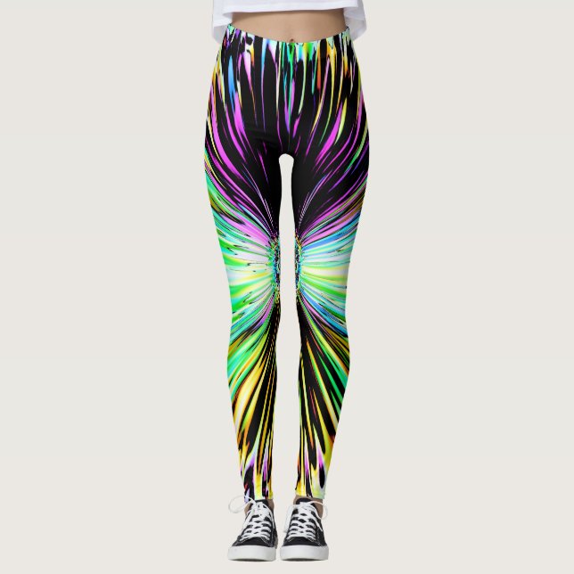 Colourful psychedelic sketch of a flower 2 leggings (Front)