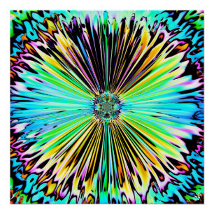 Colourful psychedelic sketch of a flower 2 poster