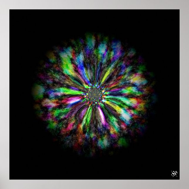 Colourful psychedelic sketch of a flower poster (Front)