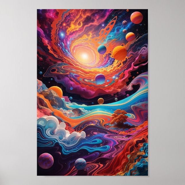 colourful psychedelic space poster ai generated ar (Front)