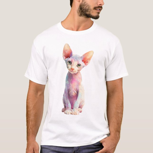 Colourful Psychedelic Sphynx Cat Men T-Shirt (Front)