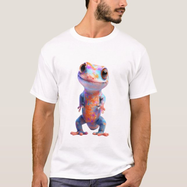 Colourful Psychedelic Spotted Gecko Lizard Men T-Shirt (Front)