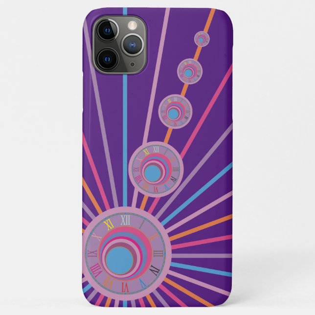 Colourful Psychedelic Surreal Clock Lines Circles Case-Mate iPhone Case (Back)
