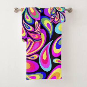Colourful Psychedelic Swirl Bath Towel Set