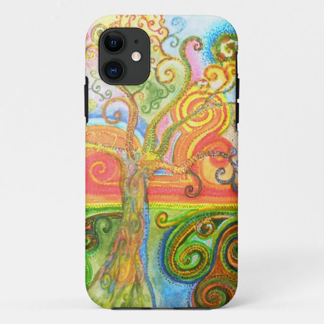 Colourful psychedelic swirly tree iPhone 5 case (Back)