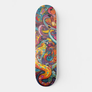 Colourful psychedelic tentacles skateboard