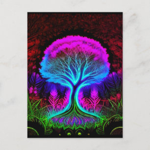 Colourful Psychedelic Tree Postcard